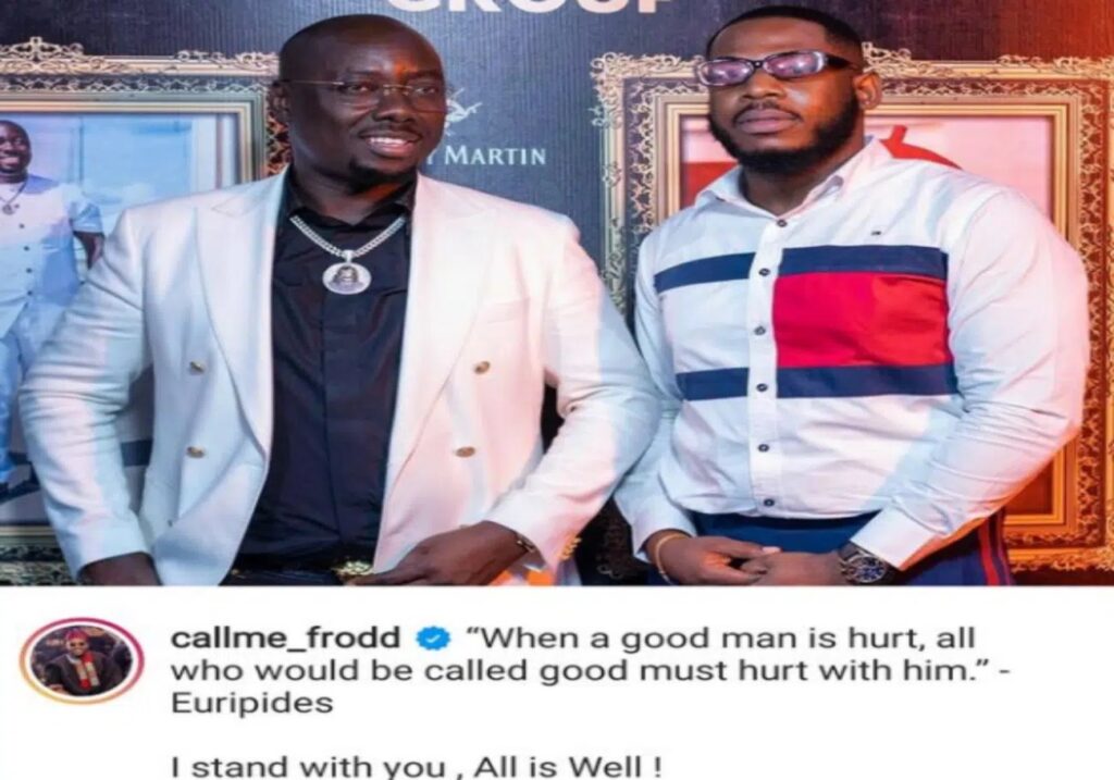 ‘I stand with you’ BBNaija’s Frodd displays his support for suspected Tax Evader, Obi Cubana