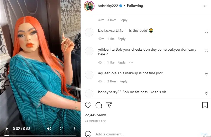 Bobrisky show sign of pregnancy in new video