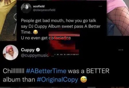 DJ Cuppy prefers Davido's "A Better Time" to her "Original Copy album."