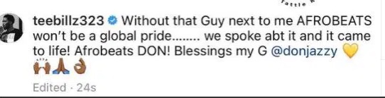 'Don Jazzy tried, but it's 2face when it comes to international visibility.' Teebillz chastised for claiming that Don Jazzy created Afrobeats a global phenomenon.