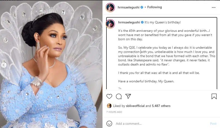 ‘Unbreakable is the bond that we have formed’ Oba Elegushi lavish affection on his wife Olori Sekinat as she celebrate her 45th birthday