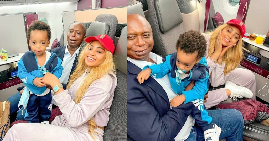 Lovely moments Regina Daniels, her hubby Ned Nwoko and son Munir went on vacation (photos)