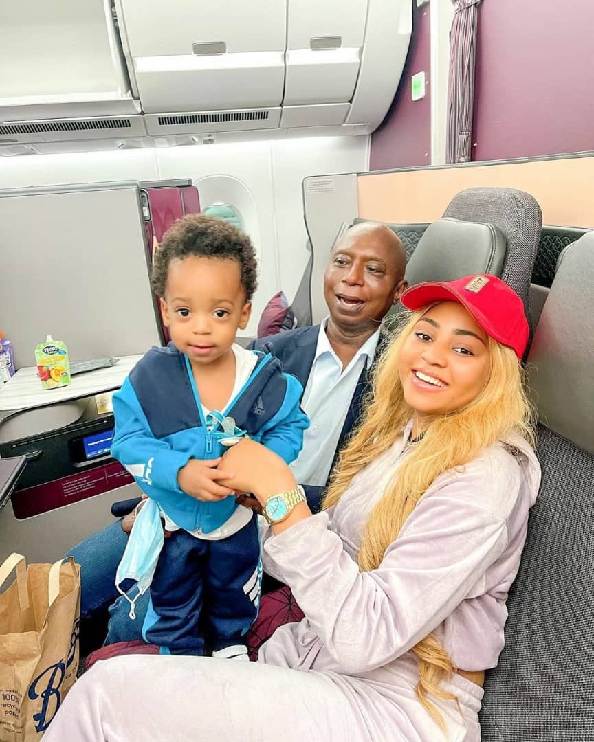 Lovely moments Regina Daniels, her hubby Ned Nwoko and son Munir went on vacation (photos)