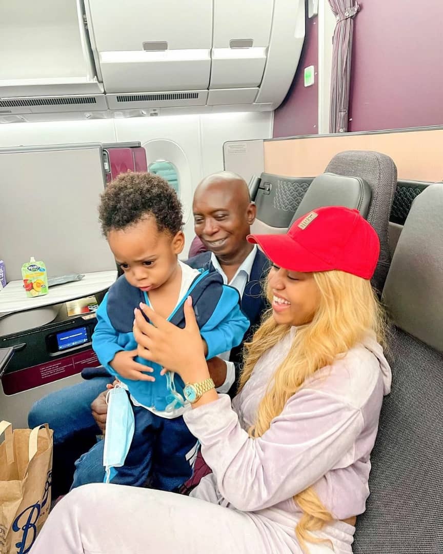 Lovely moments Regina Daniels, her hubby Ned Nwoko and son Munir went on vacation (photos)