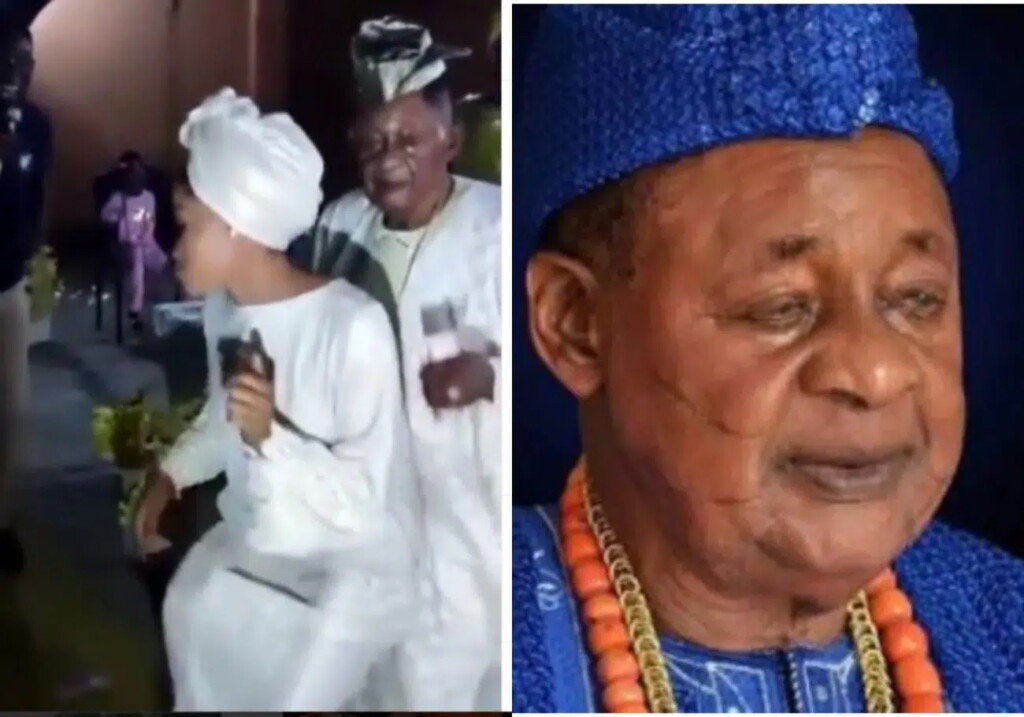 Shocking moment Alaafin of Oyo enjoy a lap dance from one of his Oloris (Video)