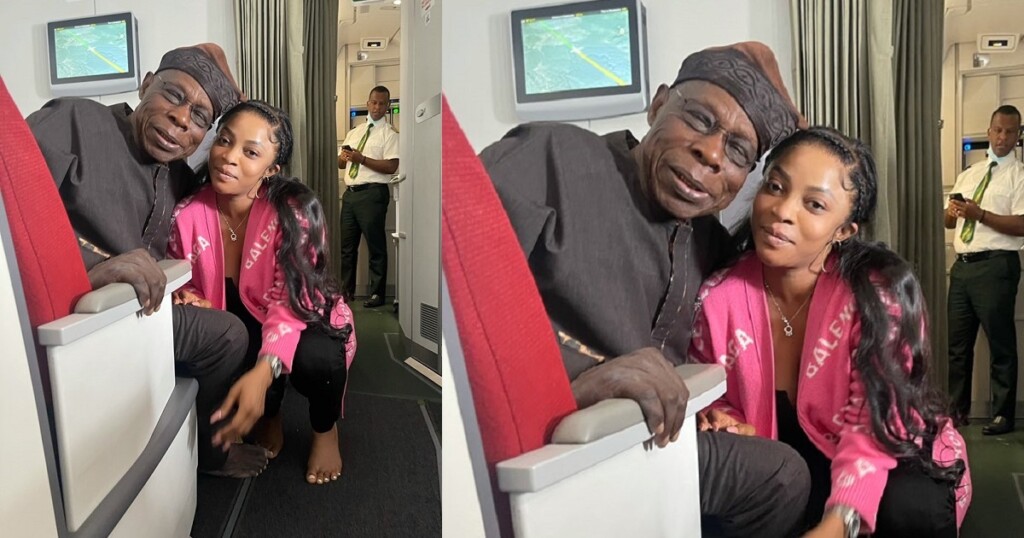 Toke Makinwa shares picture she took with ex-president, Olusegun Obasanjo after she ‘ran into’ him