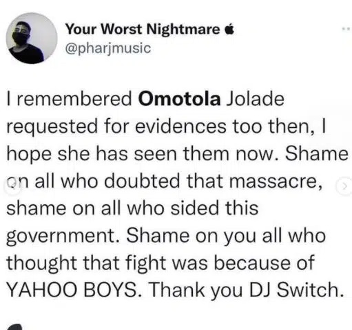 ‘Sad and disappointed with you’ Actress Omotola Jalade has been dragged by Nigerians for her comments on the Lekki Massacre.