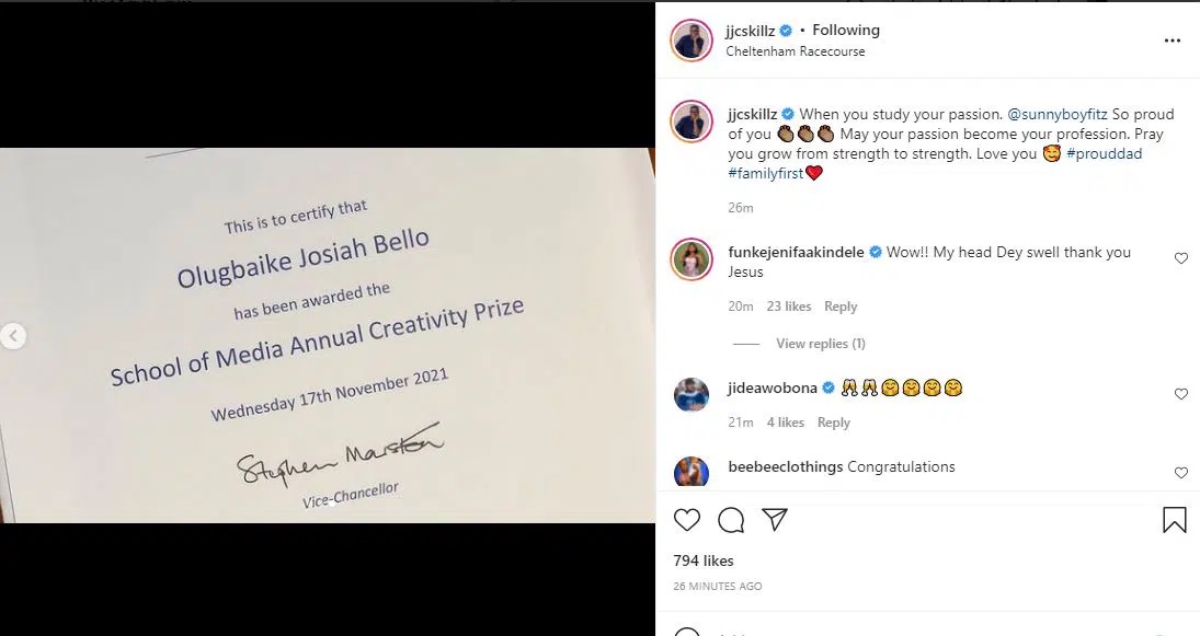 ‘I’m so proud right now’ Actress Funke Akindele’s husband, JJC Skillz, celebrates son’s graduation in UK