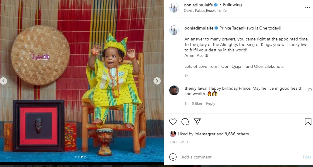 ‘He is an answer to many prayers, you came right at the appointed time’ - Ooni of Ife celebrates his prince, Tadenikawo as he clocks one