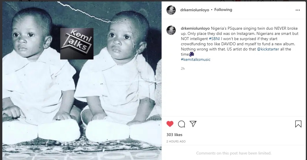 Nigerians are not intelligent’ Kemi Olunloyo reveal secret that Psquare never broke up