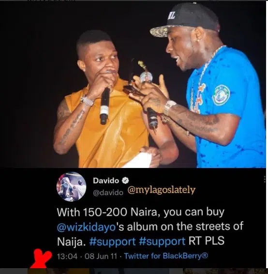 ‘We rise by lifting others’ Reactions as old tweets of Davido promoting Wizkid’s album surface online