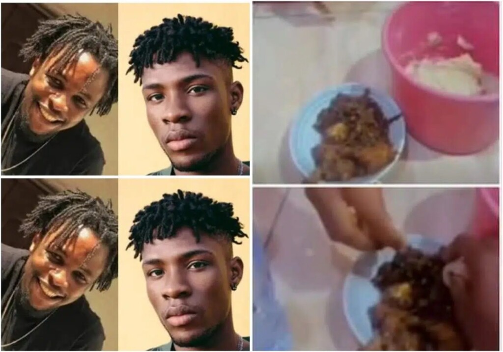 BBNaija’s Laycon and Joe Boy bond over a bowl of eba and vegetable soup