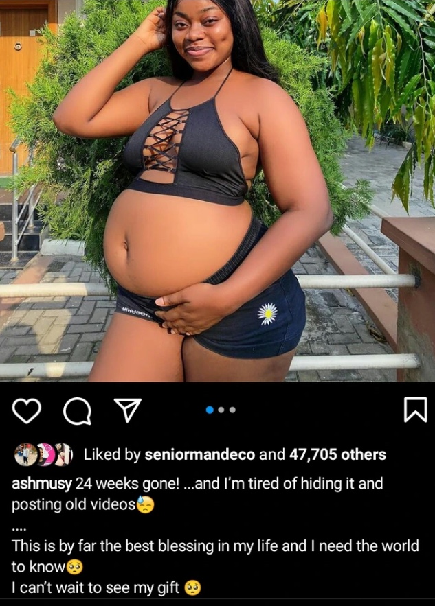 “I Am Tired Of Hiding It “Comedian Ashmusy reveal Photos Of her 6 Months old Pregnancy