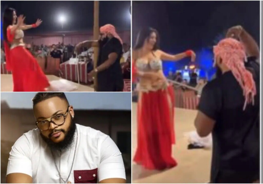 ‘I’ve found my oyinbo, she’s following me home’ BBNaija’s Whitemoney performs in Dubia alongside a belly dancer