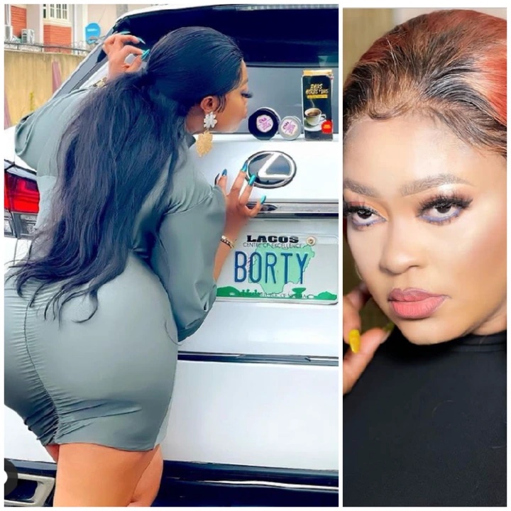 Actress, Biodun Okeowo Flaunt Her Beautiful Car With Personalized License Plate Number (Photos)