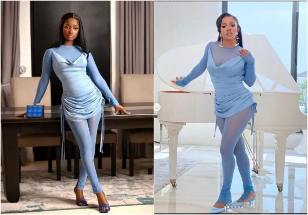 ‘Battle of fashion queen’ BBNaija’s Sasky and Toke Makinwa rock same outfit from different designer