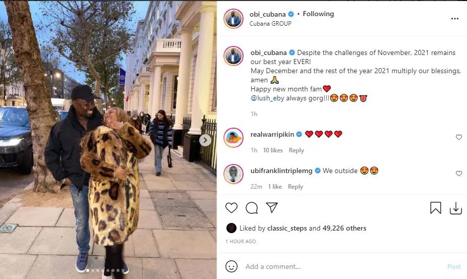 Joyful moment Nigerian billionaire Obi Cubana and his wife expect their 5th child,