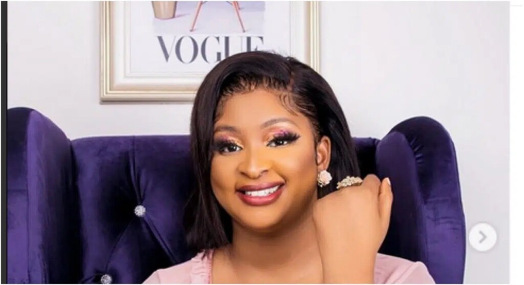 Fan blast Etinosa over cleavage baring outfit