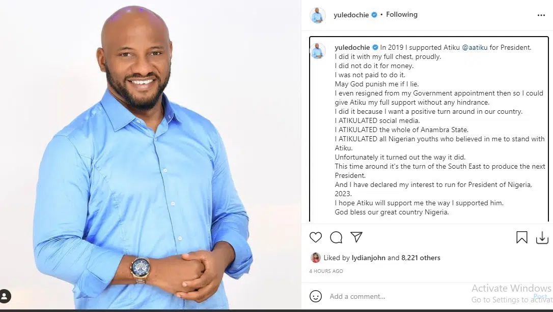 ‘I wish Atiku will assist my 2023 presidential campaign the way I supported him in 2019’ Actor Yul Edochie spill