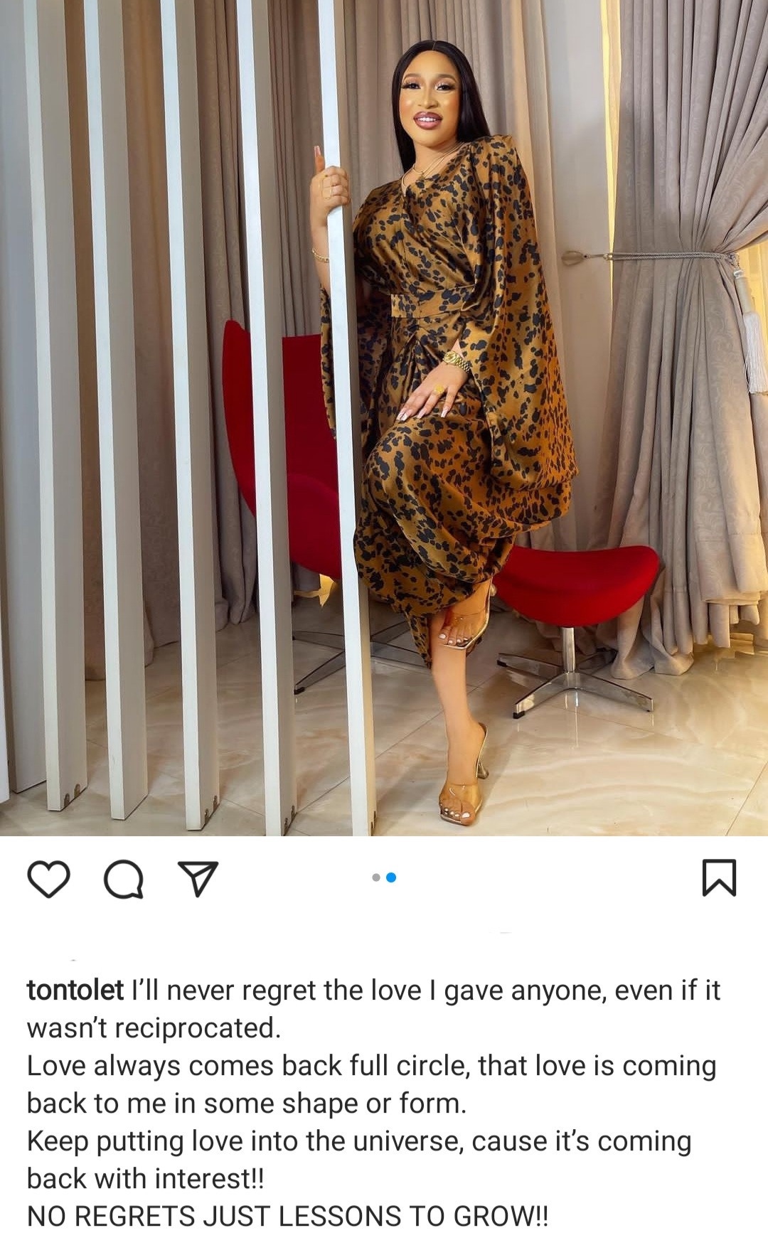 “I never regret the love I gave out, even if it wasn’t reciprocated” – Tonto Dikeh reveal