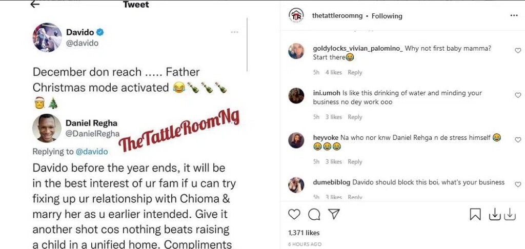 “Give Chioma another shot”Fan encourage Davido to marry Chioma before end of the year