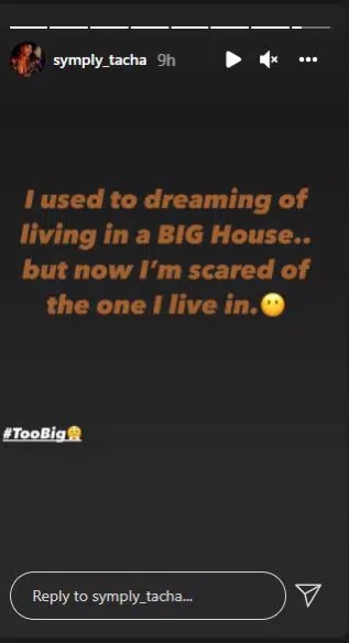 ‘I’m scared of living in my house’ BBNaija’s Tacha seek for help