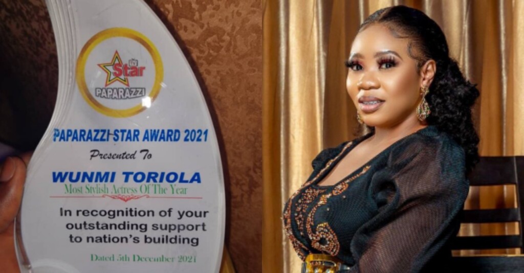 CONGRATULATIONS AS ACTRESS, WUNMI TORIOLA WON MOST STYLIST OF THE YEAR AWARD (PHOTO)