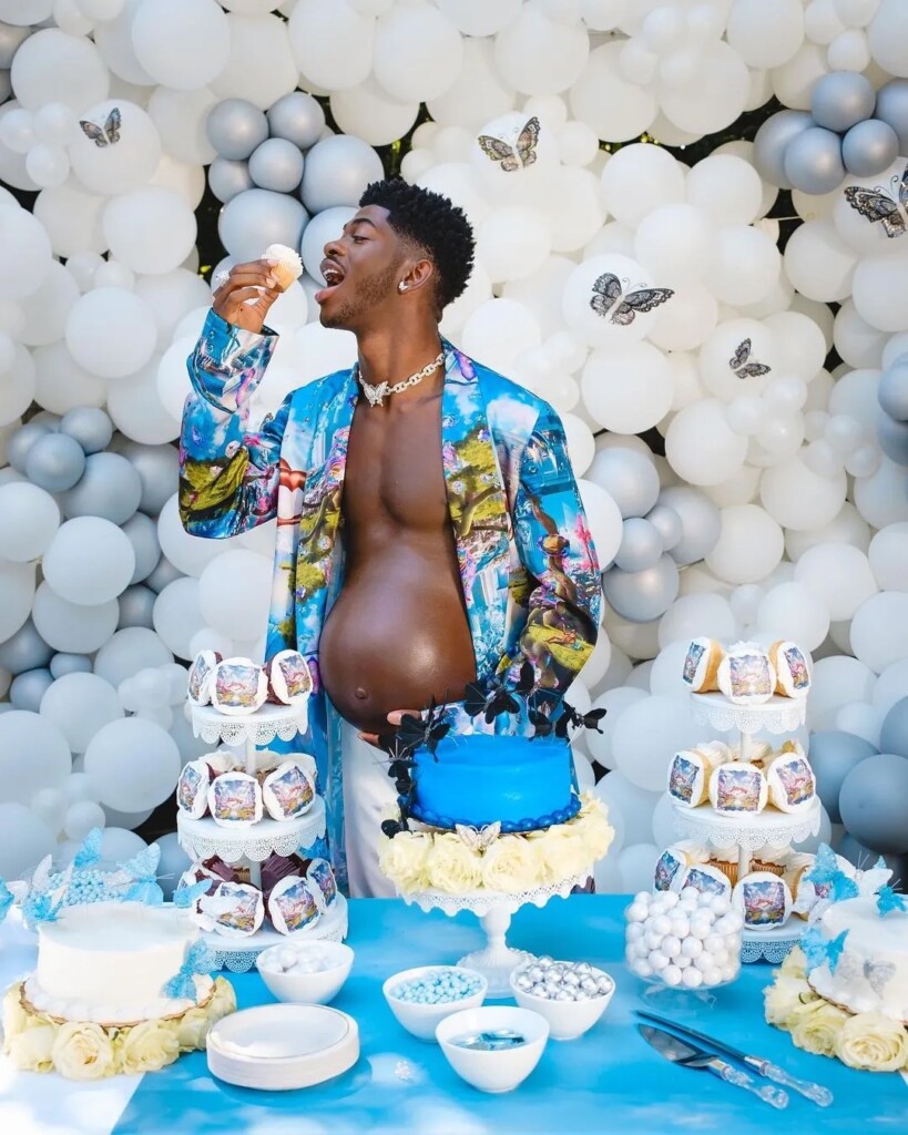 American g@y rapper Lil Nasx reveal his pregnant tummy as he celebrate his baby shower on social media (photo)