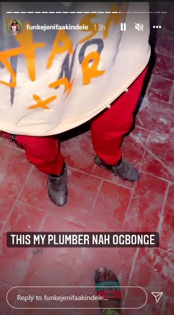 ‘She has a heart of Gold’ Reactions as Actress Funke Akindele gifts her plumber a new pair of shoes