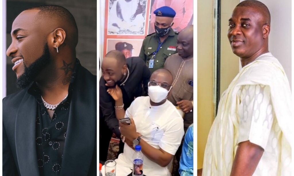 “It Means He Is Still A boy” Fans React As KWAM1 Pull Davido’ s Beards After Singer Greeted Him At Party(Video)