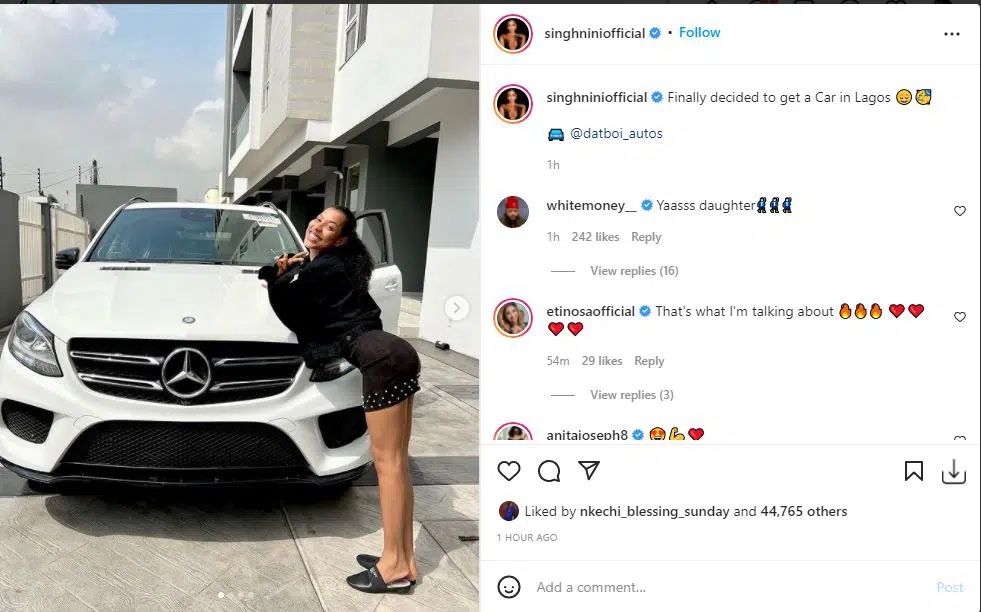 BBNaija’s Nini spent millions on a new car barely 24 hours after being disgraced for begging a car