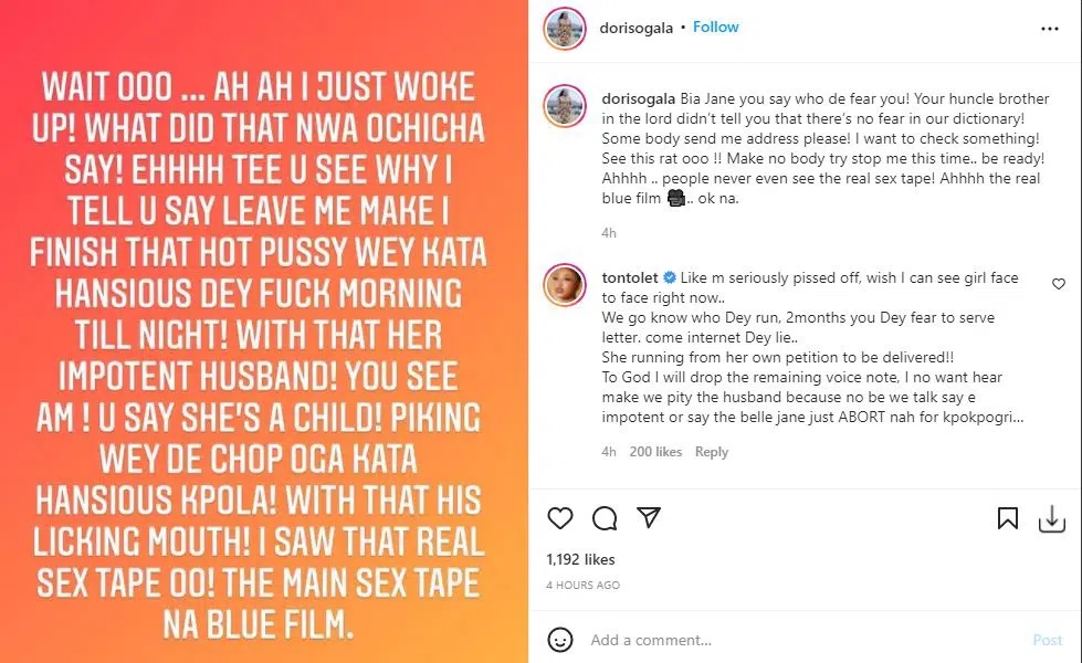 ‘Jane Mena’s real s3x’s tape is blue film’ Actress Doris Ogala spills, alleges her husband is impotent