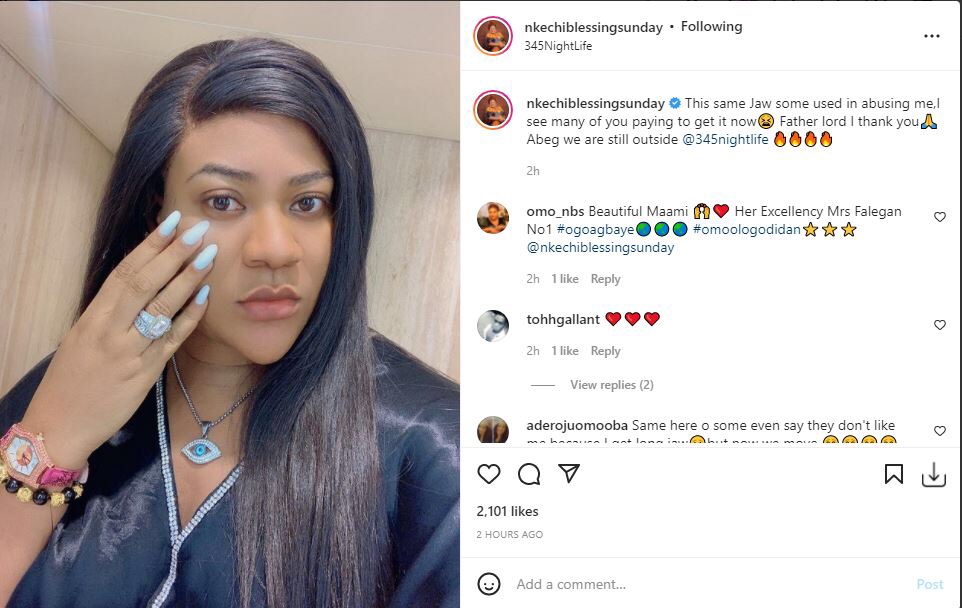 ‘Many of you are now paying to get this same jaw, some use in abusing me’, Actress Nkechi Blessing slam Laura Ikeji