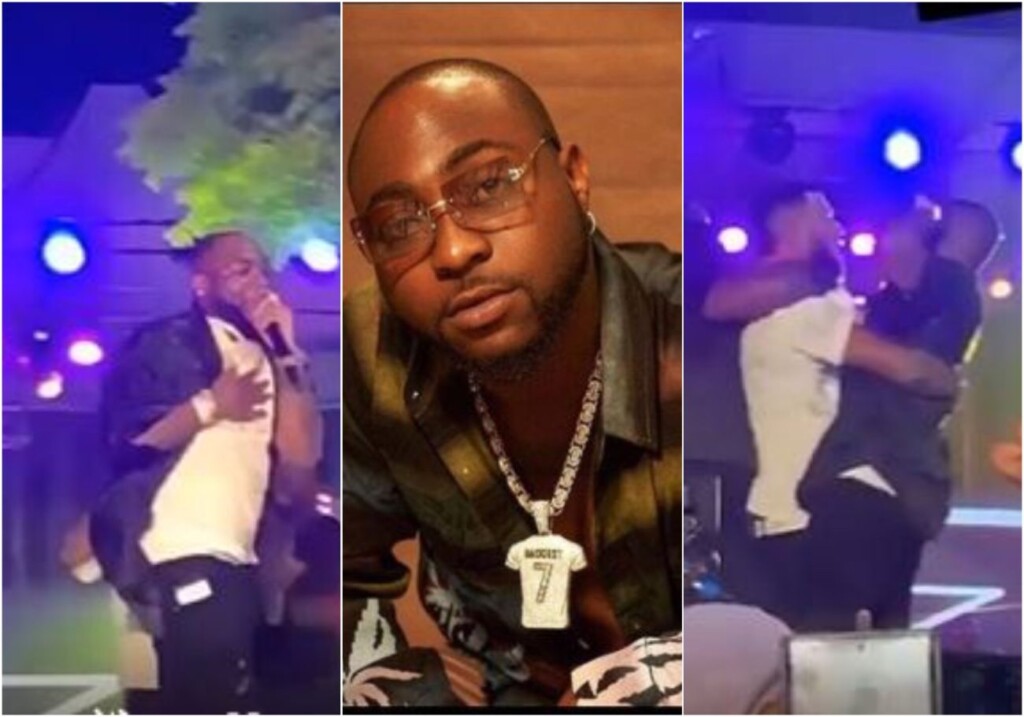 “Davido is stronger than Wizkid” Reactions as Davido escapes being taken down by a fan in Abuja