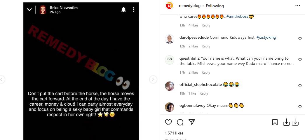 “This pride is unnecessary; go and command Kidwaya” Erica is slashed by Nigerian as she boast about her wealth