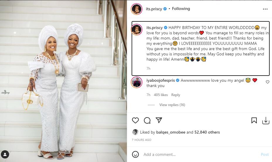 ‘You gave me the best life’ Actress Iyabo Ojo’s daughter Priscillia wishes her mom on her 44th birthday