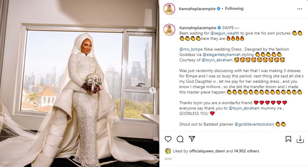 Actress Toyin Abraham paid millions for Bimpe Oyebade’s wedding dresses