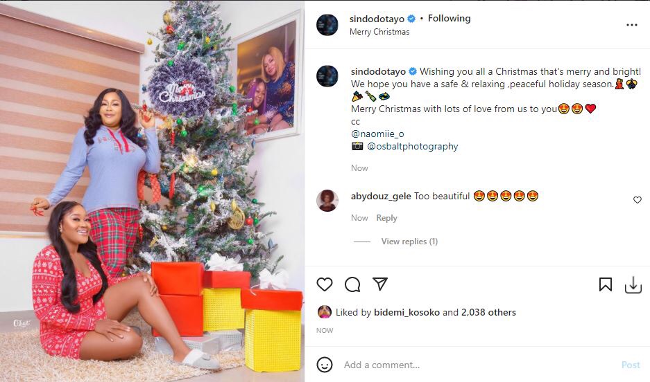 Actress Sikiratu Sindodo shares beautiful Christmas themed-photo with her look-alike daughter