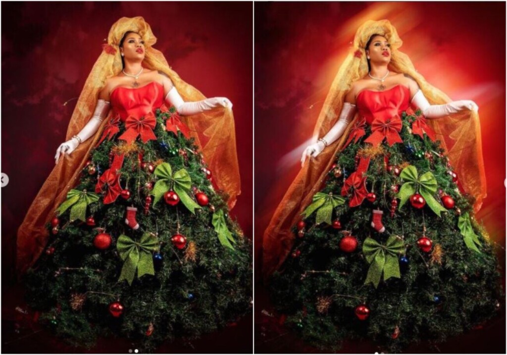 Celebrity stylist Toyin Lawani turns Christmas tree