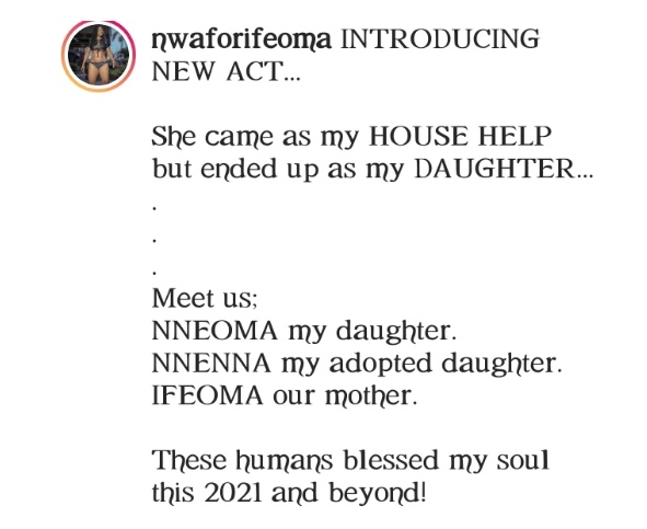 “She came in as my househelp but ended up as my daughter” Actress Ifeoma share lovely photo