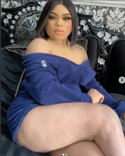 Photo of Bobrisky’s big lap with rashes covering his ‘yansh’ causes reaction on social media