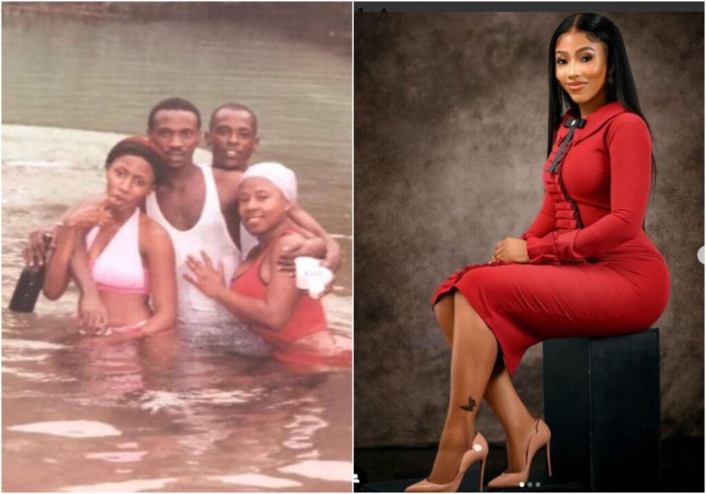 Throwback photo of BBNaija’s Mercy Eke with her friends in river generate reactions online