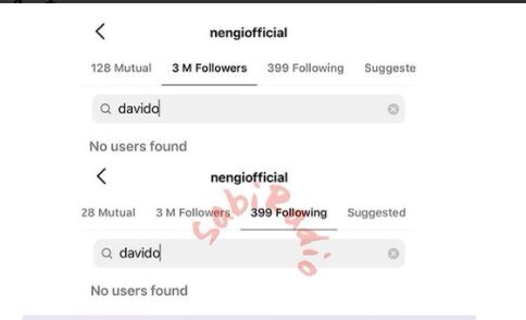 Singer Davido and BBNaija’s Nengi unfollow each other on Instagram barely a month after donating N1 million for his Davido birthday