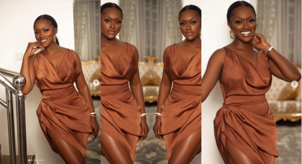 Actress Linda Osifo gives us the Queen goddess vibes in coffee dress