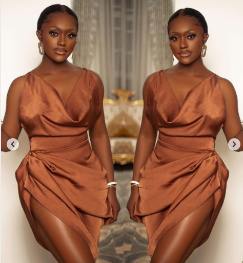 Actress Linda Osifo gives us the Queen goddess vibes in coffee dress