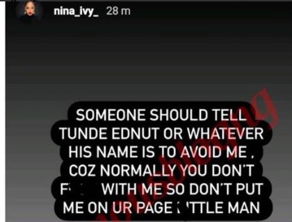 ‘Little man, avoid me’ BBNaija’s Nina drag Tunde Ednut