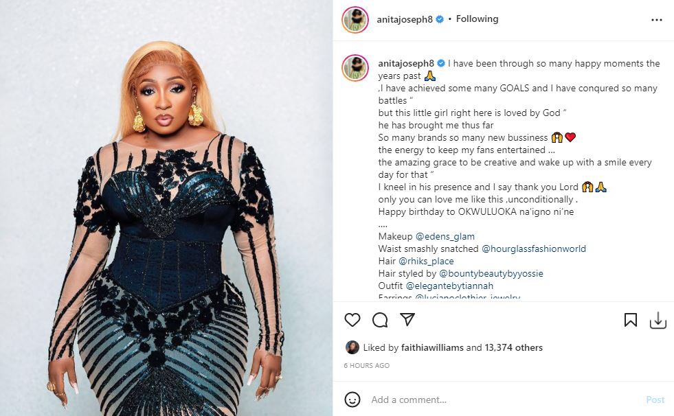 Actress Anita Joseph celebrate her 37th birthday listing her achievements