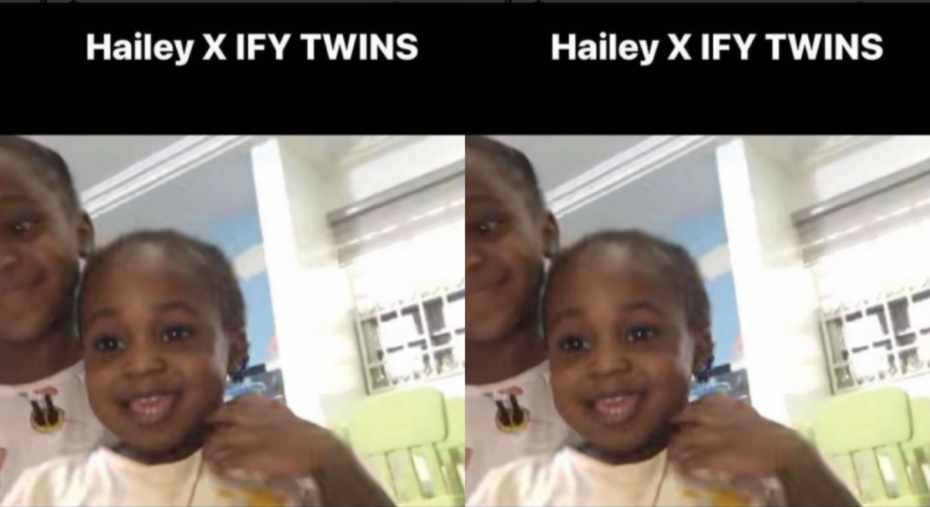 “They are identical” Nigerians react to photo of Davido’s Hailey and Ifeanyi