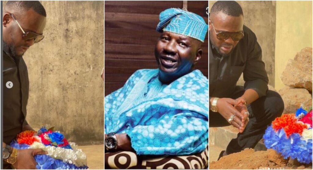 ‘Why not help the family make his grave decent’ Actor Yomi Fabiyi dragged after a visit to Baba Suwe’s grave with flower