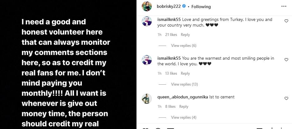 Nigerians run to Bobrisky as he sets to create online jobs for his loyal fans